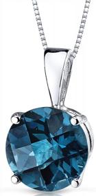 img 4 attached to Natural Blue Topaz Pendant For Women In Solid 14K White Gold: Peora Round Birthstone Gemstone Solitaire, 8Mm Size, 2.50 Carat Total Weight