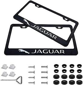 img 4 attached to 🚗 Set of 2 Matte Aluminum Alloy Logo License Plate Frames with Screw Caps Cover – Compatible with US Standard Car License Plates – Ideal Jaguar Accessory