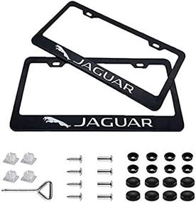 img 3 attached to 🚗 Set of 2 Matte Aluminum Alloy Logo License Plate Frames with Screw Caps Cover – Compatible with US Standard Car License Plates – Ideal Jaguar Accessory