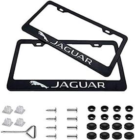 img 1 attached to 🚗 Set of 2 Matte Aluminum Alloy Logo License Plate Frames with Screw Caps Cover – Compatible with US Standard Car License Plates – Ideal Jaguar Accessory