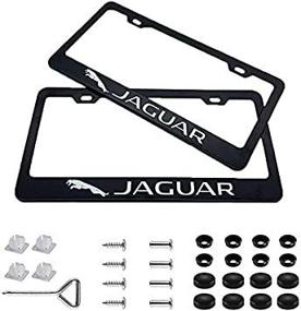 img 2 attached to 🚗 Set of 2 Matte Aluminum Alloy Logo License Plate Frames with Screw Caps Cover – Compatible with US Standard Car License Plates – Ideal Jaguar Accessory