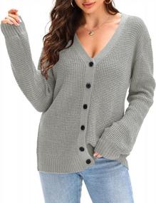 img 3 attached to Cozy And Chic Women'S Open Front Cardigans:Fashionable Button-Down V Neck Sweater With Long Sleeves And Soft Knit Tunic Shirts, Perfect For Casual Occasions