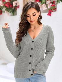img 1 attached to Cozy And Chic Women'S Open Front Cardigans:Fashionable Button-Down V Neck Sweater With Long Sleeves And Soft Knit Tunic Shirts, Perfect For Casual Occasions