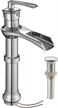 homevacious bathroom faucet chrome vessel sink waterfall single hole with pop up drain stopper one handle modern mixer tap without overflow bowl supply line lead-free logo