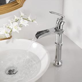img 2 attached to Homevacious Bathroom Faucet Chrome Vessel Sink Waterfall Single Hole With Pop Up Drain Stopper One Handle Modern Mixer Tap Without Overflow Bowl Supply Line Lead-Free