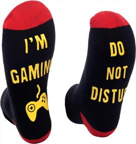 img 3 attached to Novelty Cotton Socks 'Do Not Disturb' Funny Gift For Men Women (Gamer, Reading Lover) - Ankle Length