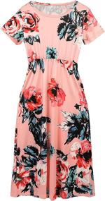 img 3 attached to LYXIOF Floral Casual Dresses Pockets Girls' Clothing ~ Dresses