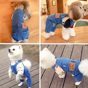 img 3 attached to 🐾 CAISANG Dog Denim Overalls Shirts, Fashionable Pet Jean Apparel, Comfortable Puppy Costumes for Small Medium Dogs & Cat, Denim Shirt & Pant Sets, Pets Outfits (XL)