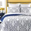 mixinni reversible queen quilt 3-piece blue embroidery pattern elegant quilt set with embroidered decorative shams soft queen bedspreads&coverlet set-full/queen logo