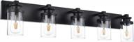 modern matte black bathroom lighting - vinluz 5 light fixtures with clear glass shades logo