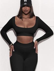 img 2 attached to Women'S 2 Piece Workout Tracksuit Set - Long Sleeve Crop Top & Legging Pants