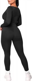 img 3 attached to Women'S 2 Piece Workout Tracksuit Set - Long Sleeve Crop Top & Legging Pants