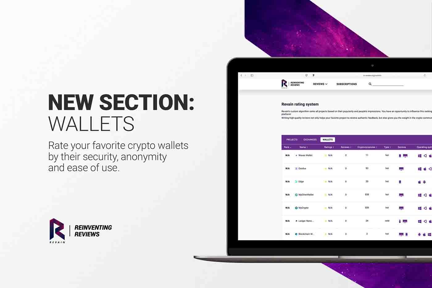 Crypto Wallets category is now available on Revain platform