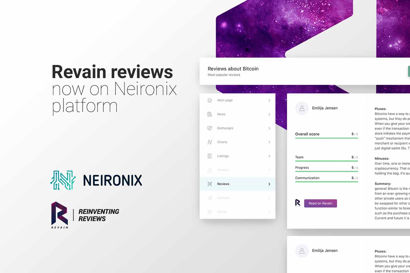 Article Neironix platform integrated Revain reviews as part of a mutual partnership