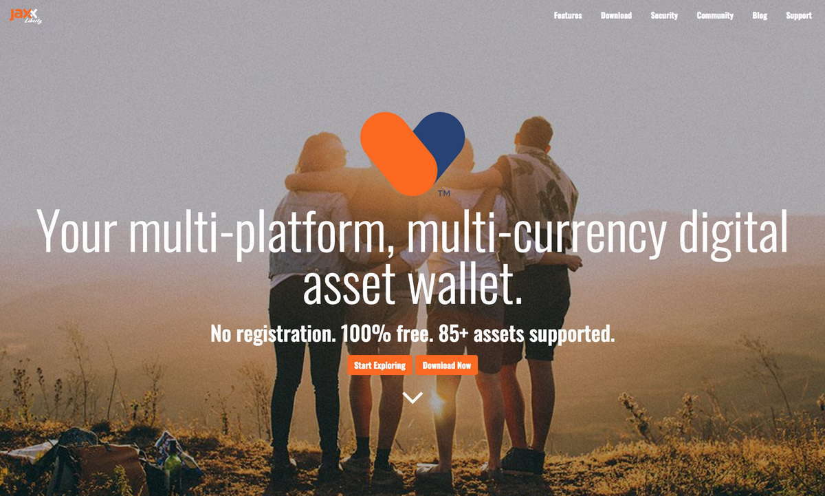 jaxx wallet main page