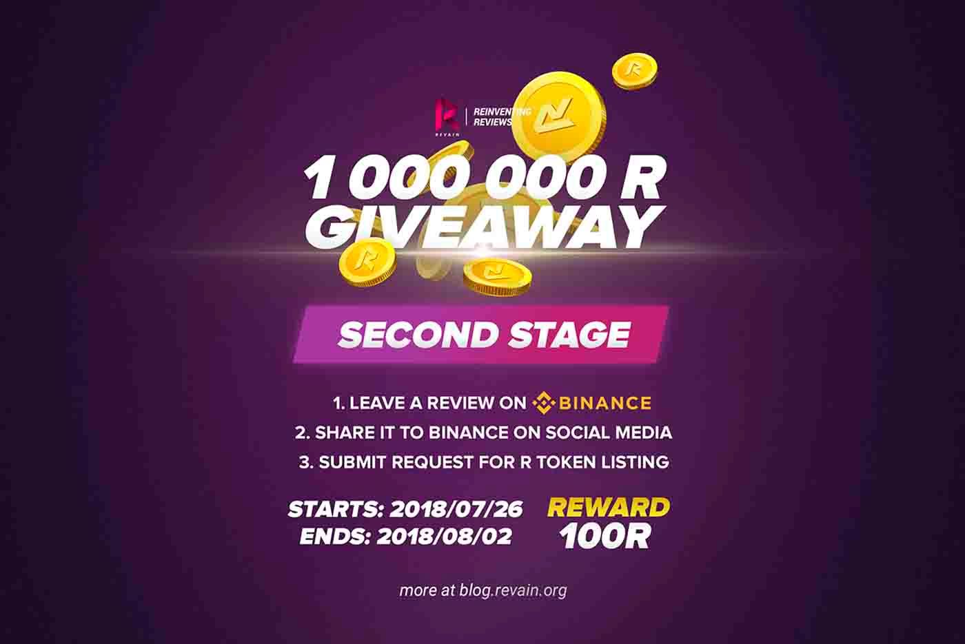 Article Revain is launching giveaway with a 1 000 000 R tokens total award