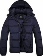 stay warm in style: farvalue mens thicken puffer jacket with hood for winter logo