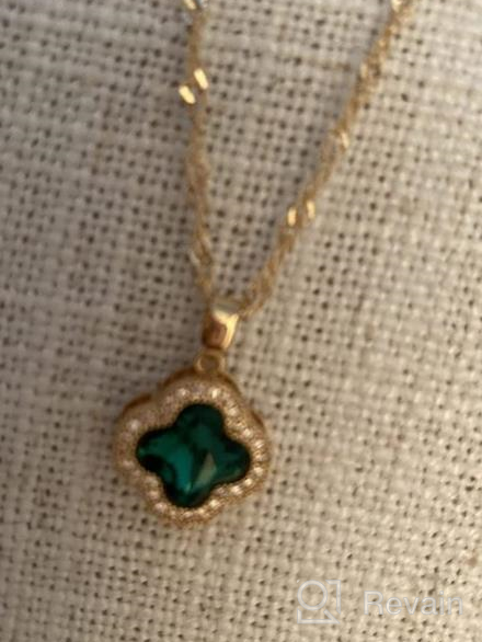 img 1 attached to 🍀 Four Leaf Clover VCA Necklace for Women Girls, 14K Gold Plated Cubic Zirconia Shamrock Good Luck Crystal Necklace, 16''+2'' by MISS RIGHT review by Jessica Johnson