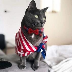 img 1 attached to Stylish Breakaway American Flag Cat Collar Bowtie with Bell - BoomBone