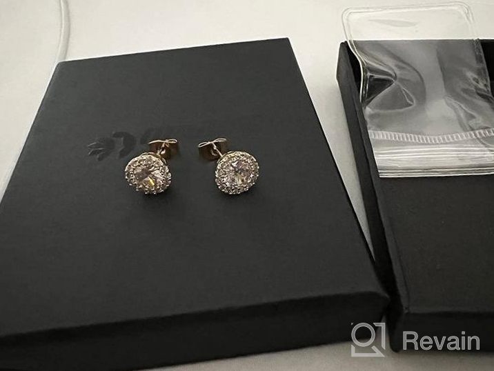 img 1 attached to Chic Cubic Zirconia Halo Stud Earrings: Glamorous Fashion Jewelry for Women & Men review by Maria Cochran