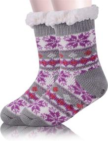 img 4 attached to Slipper Christmas Stockings Fleece Grippers Girls' Clothing and Socks & Tights