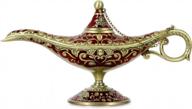 vintage magic genie lamp wishing lamp, aladdin's sogyupk classic arabian stage show props for themed parties/cake decorating, creative gift idea for holidays/birthdays/weddings (red) logo