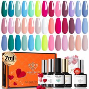 img 4 attached to Modelones 24Pcs Gel Nail Polish Kit 7ML, With Top Coat & Base Coat, 20 Colors Hot Pink Sage Green Blue Bright Manicure Home Valentine'S Gifts For Women
