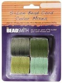 img 1 attached to 🪡 Beadsmith S-Lon Bead Cord, Size 18, Fresh Herb Color Mix, Bulk Pack of 4 Colors - 77 Yards Each