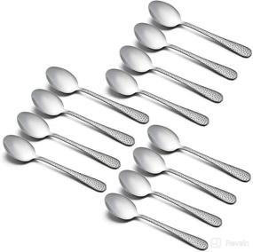 img 4 attached to 🍴 HaWare Stainless Steel 12-Piece Kids Toddler Spoon Set - Mini Flatware with Hammered Pattern (Adult Look) - Dishwasher Safe