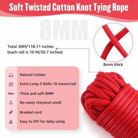img 3 attached to 32 Ft. Durable Soft Cotton Rope In Black Red- Ideal For Multi-Purpose Use (2 Pack)
