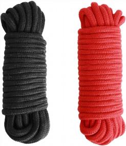 img 4 attached to 32 фута. Прочная мягкая хлопковая веревка черного и красного цвета - идеально подходит для многоцелевого использования (2 упаковки)