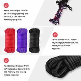 img 2 attached to 32 Ft. Durable Soft Cotton Rope In Black Red- Ideal For Multi-Purpose Use (2 Pack)