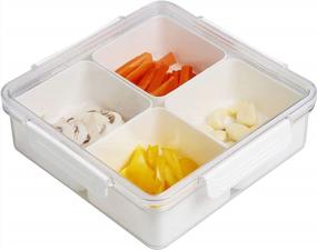 img 4 attached to 4-Compartment Divided Serving Tray With Lid - Perfect For Christmas Party Snacks!