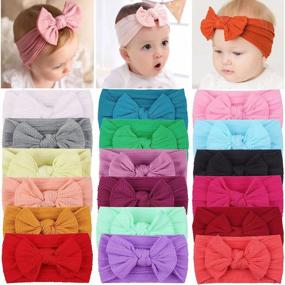img 4 attached to 👶 ALinmo 18 Pack Baby Nylon Headbands Hairbands - 4.5Inch Nylon Hair Bow Elastics - Handmade Hair Accessories for Baby Girls, Newborns, Infants, Toddlers and Kids