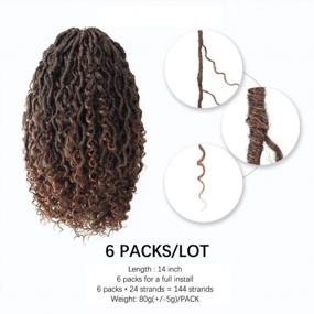 img 1 attached to Toyotress Goddess Locs Crochet Hair - 14 Inch 6 Packs Natural Ombre Brown Curly Faux Locs Crochet Hair, Pre-Looped Crochet Braids Synthetic Braiding Hair Extensions (14 Inch, T30-6P)