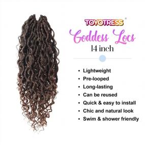 img 2 attached to Toyotress Goddess Locs Crochet Hair - 14 Inch 6 Packs Natural Ombre Brown Curly Faux Locs Crochet Hair, Pre-Looped Crochet Braids Synthetic Braiding Hair Extensions (14 Inch, T30-6P)