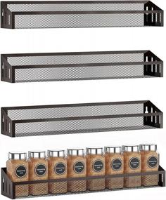 img 4 attached to 4-Pack Wall Mount Spice Rack Organizer With Shelf Storage For Cupboards And Pantry Doors - Bronze Finish