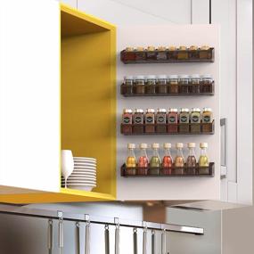 img 3 attached to 4-Pack Wall Mount Spice Rack Organizer With Shelf Storage For Cupboards And Pantry Doors - Bronze Finish