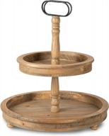 ilyapa 2 tier rustic wooden farmhouse tiered serving tray stand with handle - barnwood, 16” x 14.5” x 14.5” logo