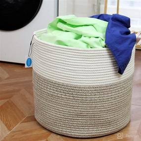 img 1 attached to 🧺 Casaphoria Large Cotton Rope Basket 15.8x15.8x13.8 - Woven Blanket and Laundry Basket (Pack of 1)