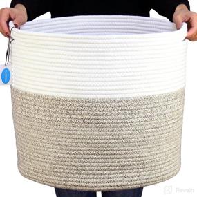 img 4 attached to 🧺 Casaphoria Large Cotton Rope Basket 15.8x15.8x13.8 - Woven Blanket and Laundry Basket (Pack of 1)