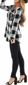 img 2 attached to Women'S V Neck Buffalo Plaid Pullover Sweater Tunic Blouse Top - Lacozy