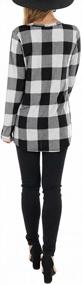 img 1 attached to Women'S V Neck Buffalo Plaid Pullover Sweater Tunic Blouse Top - Lacozy