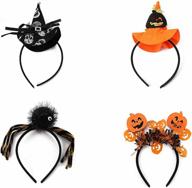 halloween hair hoop set: witch hat, spider & pumpkin headpieces for women and girls logo