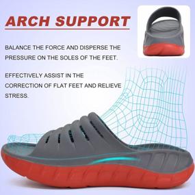 img 2 attached to KuaiLu Mens Recovery Sandals: Comfortable Plantar Fasciitis Arch Support, Orthotic Open Toe Sport Slides For Stress Relief On Feet, Joints & Back Post-Exercise