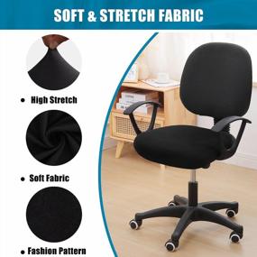 img 3 attached to Black Soft Stretch Printed Seat Covers For Office Computer Chairs - Universal Washable Cushion Protectors For Rotating Desk Chairs