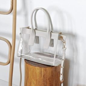 img 3 attached to Stadiums Approved Clear PVC Women'S Satchel With Vegan Leather Trim - Transparent Shoulder Handbag