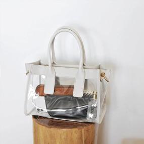 img 2 attached to Stadiums Approved Clear PVC Women'S Satchel With Vegan Leather Trim - Transparent Shoulder Handbag