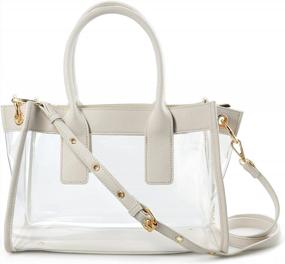 img 4 attached to Stadiums Approved Clear PVC Women'S Satchel With Vegan Leather Trim - Transparent Shoulder Handbag