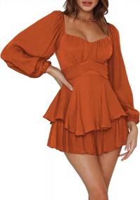 img 4 attached to Stylish And Chic Women'S Boho Romper With Off-Shoulder Design And Ruffle Chiffon Shorts - Perfect For Summer Jumpsuits!